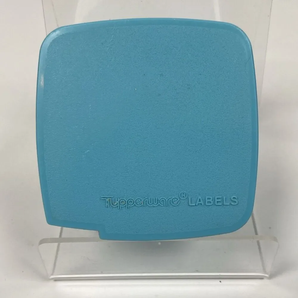Tupperware Vintage Label Dispenser with Roll of Freezer Labels Blue Aqua